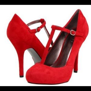 Guess 4-inch red suede heels